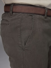 Khaki Green Slim Fit Belted Soft Touch Textured Trousers - Image 7 of 12
