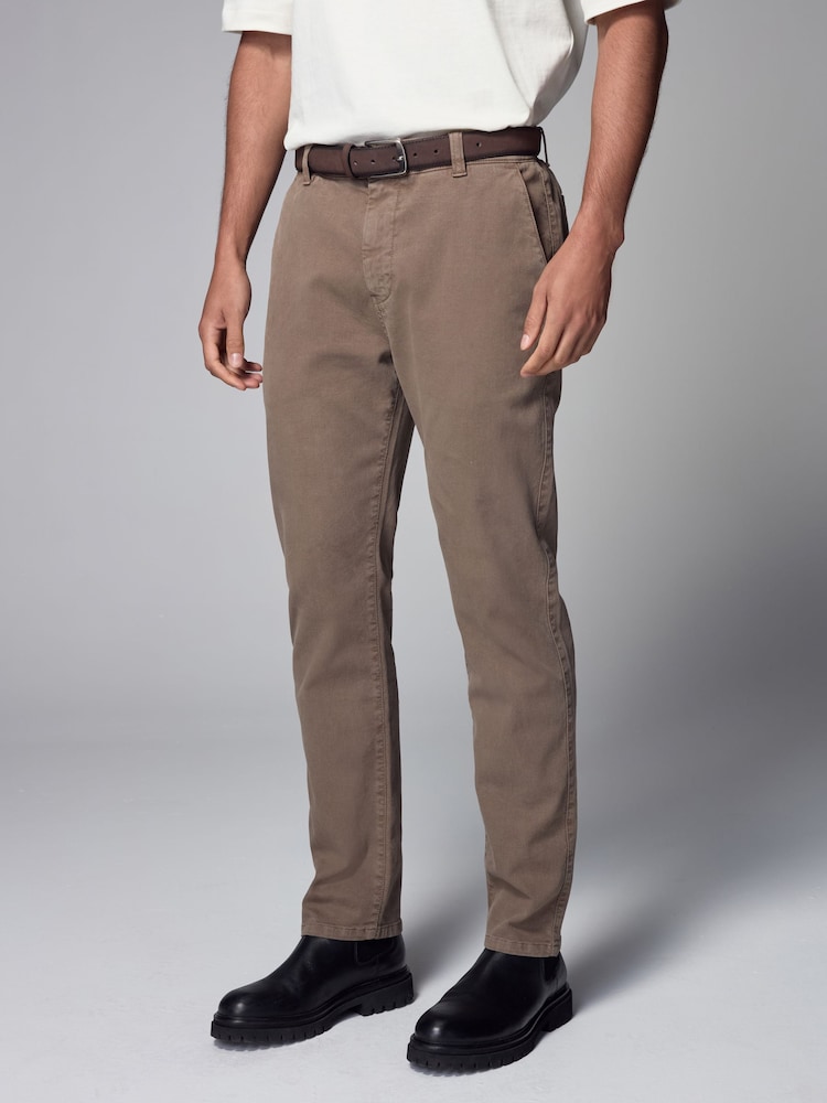 Marrón tostado - Pantalones ajustados con diseño texturizado de tacto suave y cinturón - Imagen 1 de 11 Marrón tostado - Pantalones ajustados con diseño texturizado de tacto suave y cinturón - Imagen 1 de 11