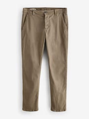Tan Brown Slim Fit Belted Soft Touch Textured Trousers - Image 7 of 11