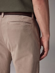 Stone Slim Fit Belted Soft Touch Textured Trousers - Image 5 of 7