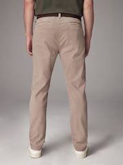 Stone Slim Fit Belted Soft Touch Textured Trousers - Image 6 of 7
