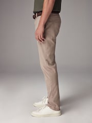 Stone Slim Fit Belted Soft Touch Textured Trousers - Image 7 of 7