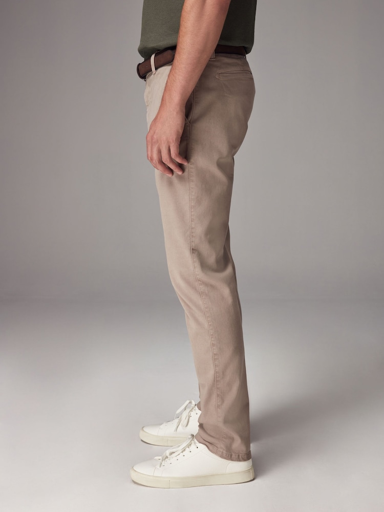 Stone Slim Fit Belted Soft Touch Textured Trousers - Image 7 of 7 Stone Slim Fit Belted Soft Touch Textured Trousers - Image 7 of 7