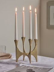 Gold Metal Tapered Candelabra Candle Holder - Image 2 of 5