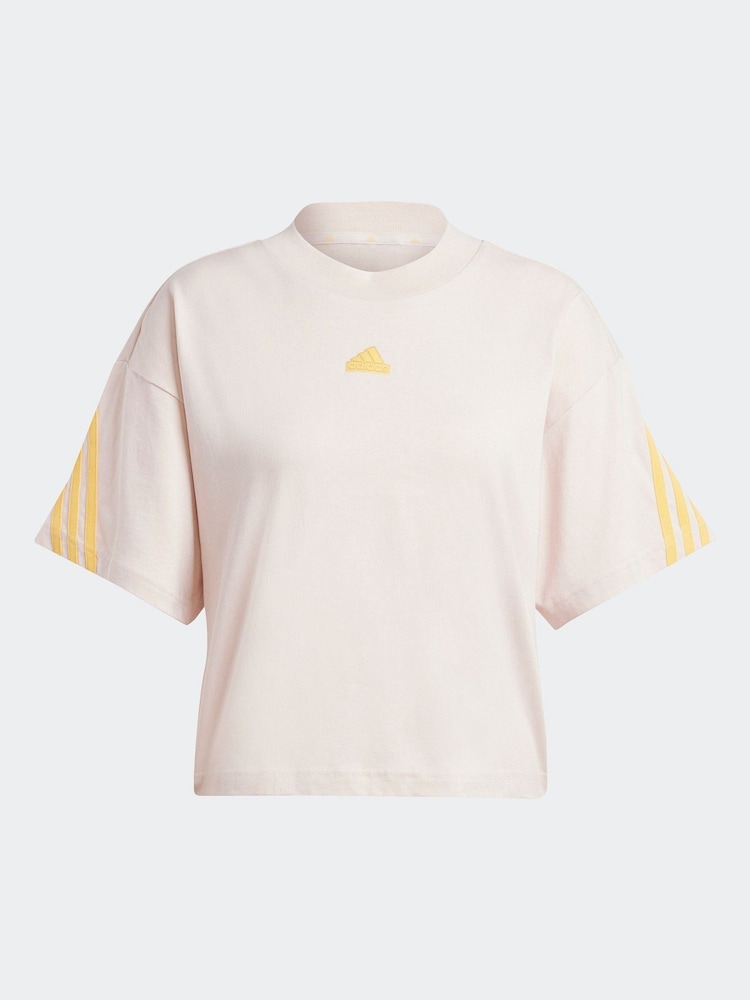 adidas Pink 100% Cotton Sportswear Future Icons 3-Stripes T-Shirt - Image 7 of 7