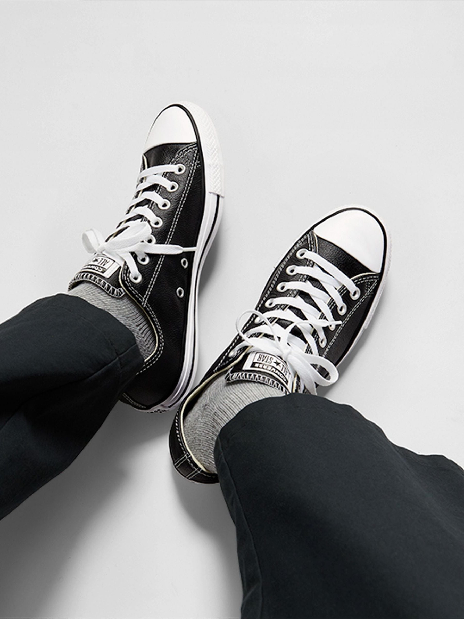 Buy Converse Black Leather Ox Trainers from the Next UK online shop