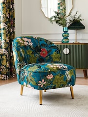 Clarke & Clarke Passiflora Kingfisher Blue Meteo Accent Chair - Image 1 of 7