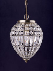 Searchlight Brass Comet Antique Brass & Clear Glass Ceiling Light Pendant - Image 1 of 3