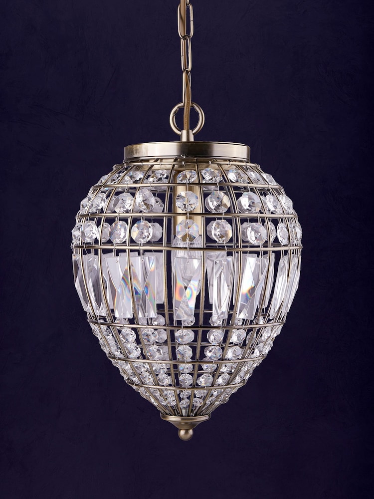 Searchlight Brass Comet Antique Brass & Clear Glass Ceiling Light Pendant - Image 1 of 3