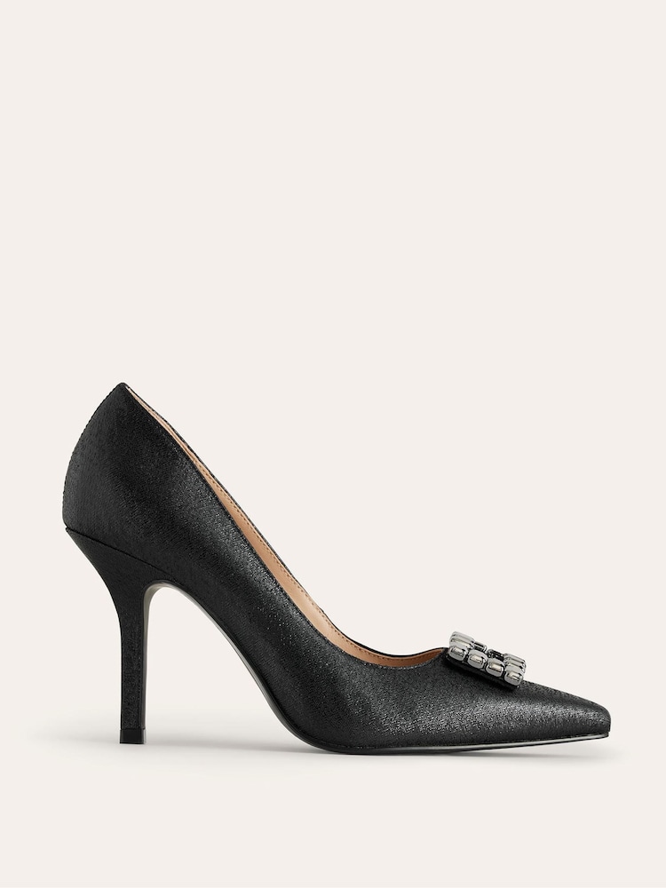 Boden Black Jewelled Heeled Court Shoes - Image 2 of 4