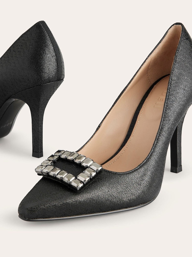 Boden Black Jewelled Heeled Court Shoes - Image 4 of 4