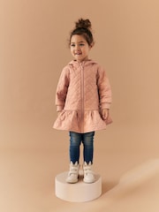 Camel Brown Shower Resistant Skirted Quilted Coat (3mths-7yrs) - Image 1 of 11