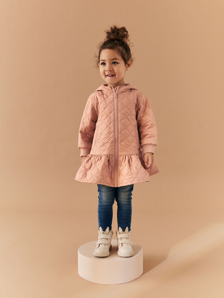 Camel Brown Shower Resistant Skirted Quilted Coat (3mths-7yrs) - Image 1 of 11