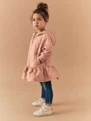 Camel Brown Shower Resistant Skirted Quilted Coat (3mths-7yrs) - Image 2 of 11