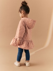 Camel Brown Shower Resistant Skirted Quilted Coat (3mths-7yrs) - Image 3 of 11