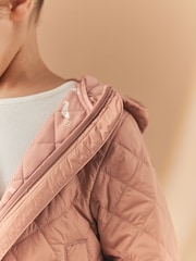 Camel Brown Shower Resistant Skirted Quilted Coat (3mths-7yrs) - Image 4 of 11
