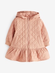 Camel Brown Shower Resistant Skirted Quilted Coat (3mths-7yrs) - Image 5 of 11