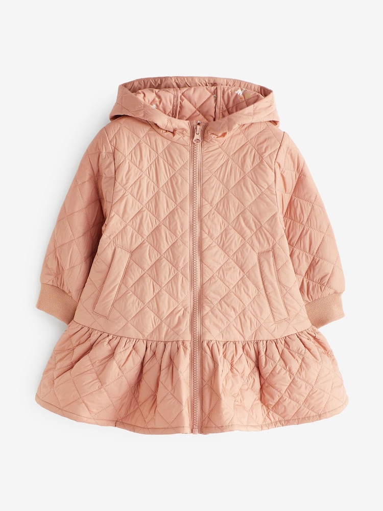 Camel Brown Shower Resistant Skirted Quilted Coat (3mths-7yrs) - Image 5 of 11