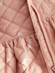 Camel Brown Shower Resistant Skirted Quilted Coat (3mths-7yrs) - Image 8 of 11