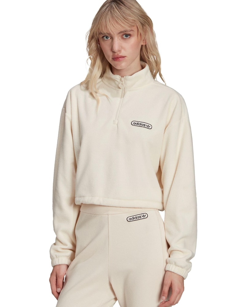Кремовая толстовка с короткой молнией adidas Originals Vintage Sports - Image 1 of 7