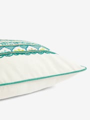 Nina Campbell Teal Blue Obi Embroidered Cushion - Image 4 of 5