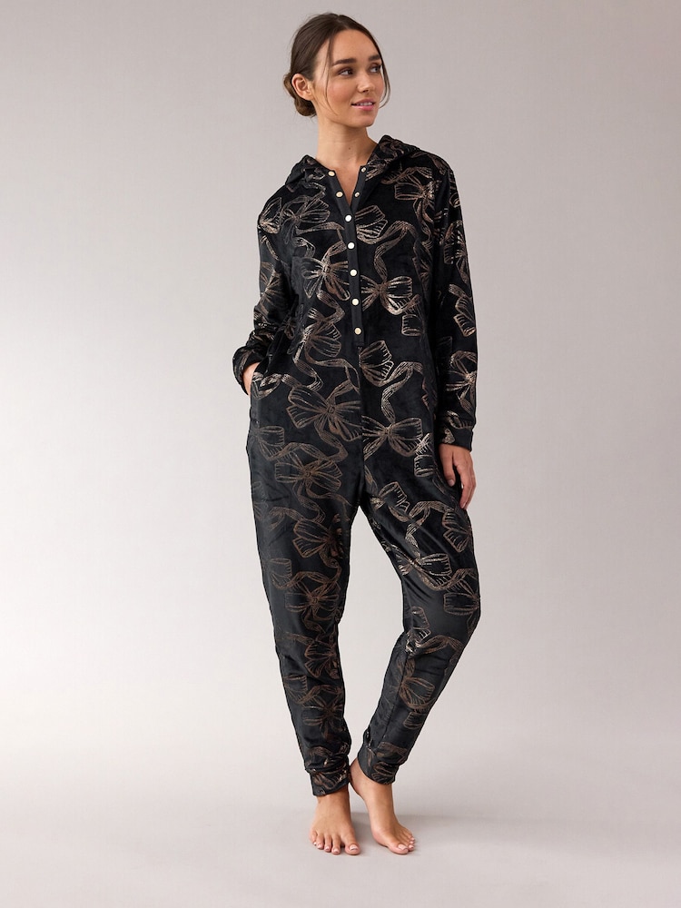 B by Ted Baker Foil Print Black Onesie - Image 2 of 8