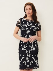 Phase Eight Blue Floris Embroidered Dress - Image 1 of 6