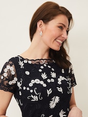 Phase Eight Blue Floris Embroidered Dress - Image 4 of 6