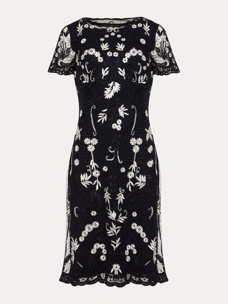 Phase Eight Blue Floris Embroidered Dress - Image 6 of 6