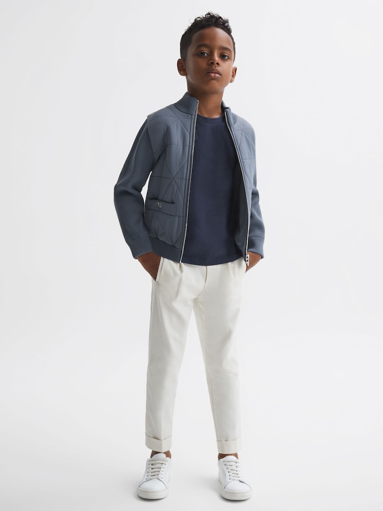Reiss Airforce Blue Amos 9-14 yrs Hybrid Zip-Through Quilted jacket - Image 1 of 6
