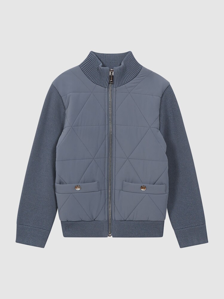 Reiss Airforce Blue Amos 9-14 yrs Hybrid Zip-Through Quilted jacket - Image 2 of 6 Reiss Airforce Blue Amos 9-14 yrs Hybrid Zip-Through Quilted jacket - Image 2 of 6