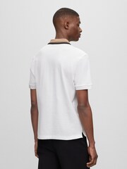BOSS White Striped Collar Sim Fit Polo Shirt - Image 2 of 5