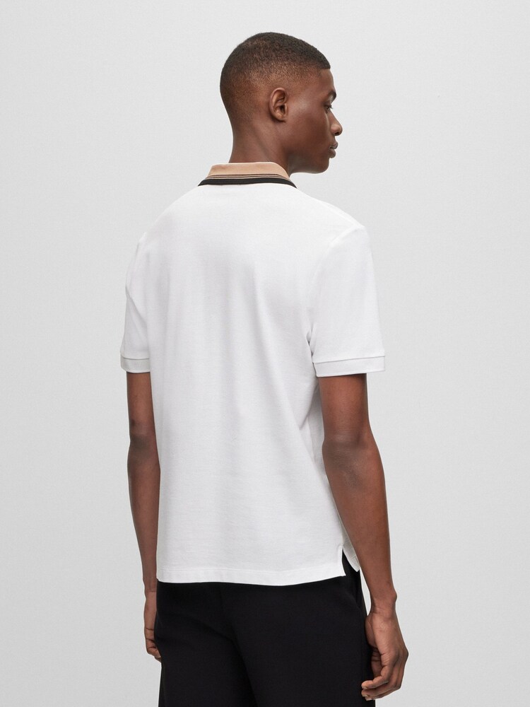BOSS White Striped Collar Sim Fit Polo Shirt - Image 2 of 5