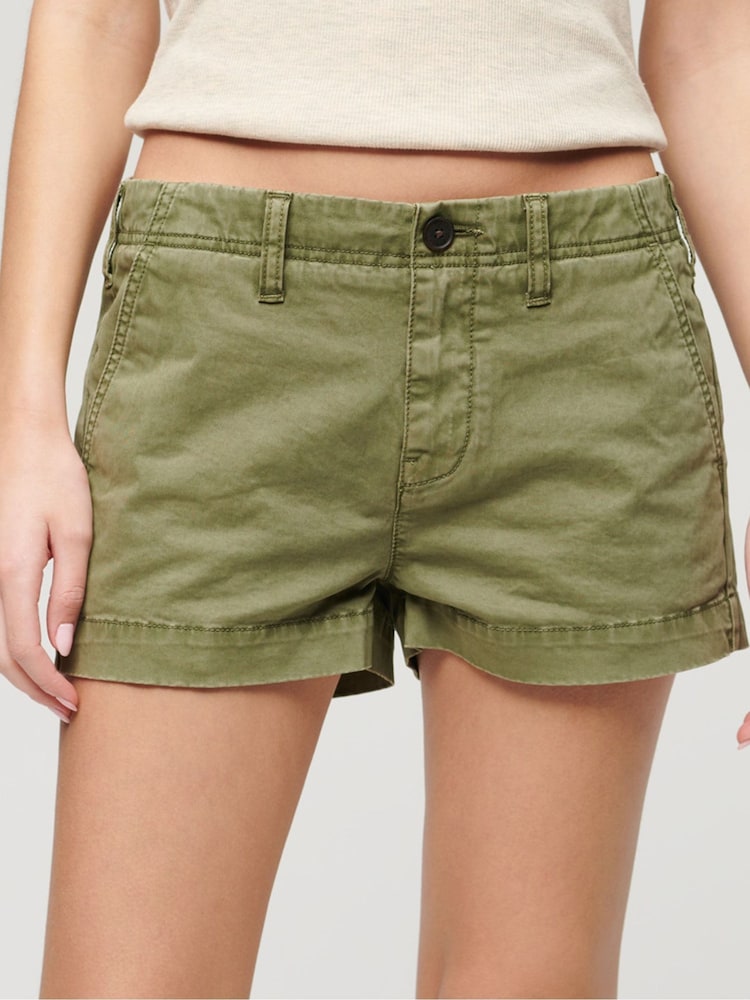 Superdry Green Chino Hot Shorts - Image 1 of 5
