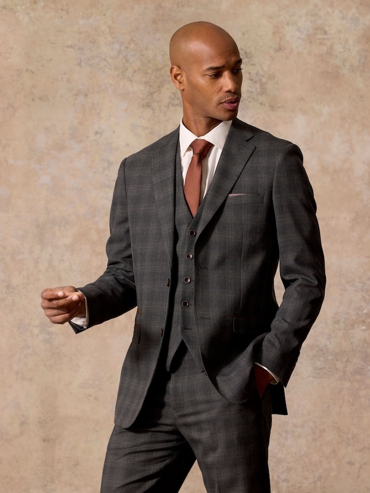 Skopes Grey Leone Check Tailored Fit Suit Jacket - Image 1 of 6 Skopes Grey Leone Check Tailored Fit Suit Jacket - Image 1 of 6