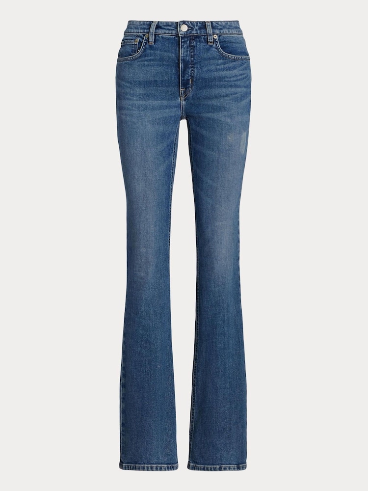 Lauren Ralph Lauren Dark Blue Wash High Rise Boot Jeans - Image 8 of 8
