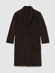 Reiss Dark Brown Eclipse Wool-Blend Blindseam Relaxed-Fit Coat - Image 2 of 8