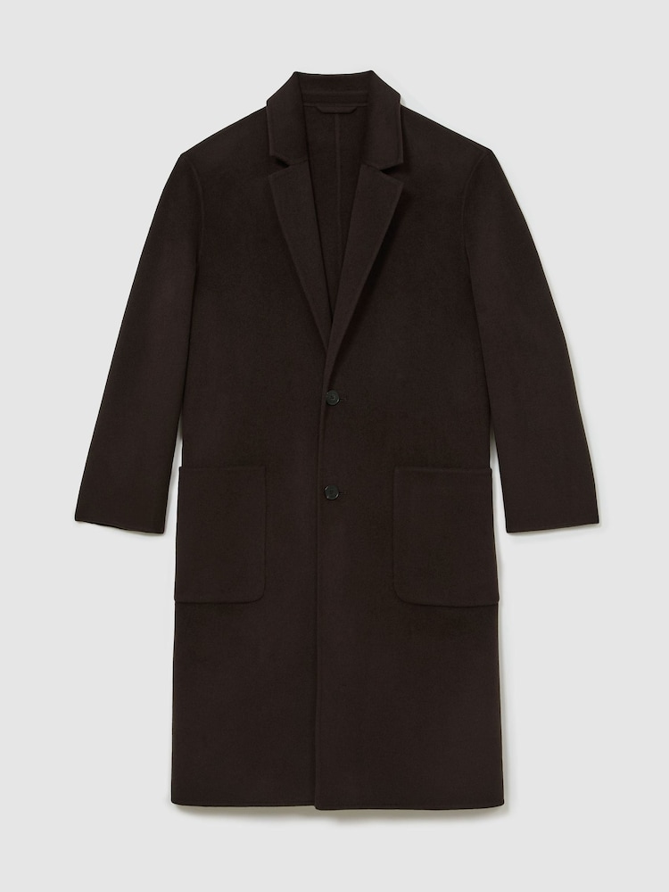 Reiss Dark Brown Eclipse Wool-Blend Blindseam Relaxed-Fit Coat - Image 2 of 8 Reiss Dark Brown Eclipse Wool-Blend Blindseam Relaxed-Fit Coat - Image 2 of 8