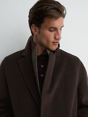 Reiss Dark Brown Eclipse Wool-Blend Blindseam Relaxed-Fit Coat - Image 3 of 8