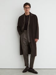 Reiss Dark Brown Eclipse Wool-Blend Blindseam Relaxed-Fit Coat - Image 5 of 8