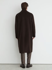 Reiss Dark Brown Eclipse Wool-Blend Blindseam Relaxed-Fit Coat - Image 7 of 8