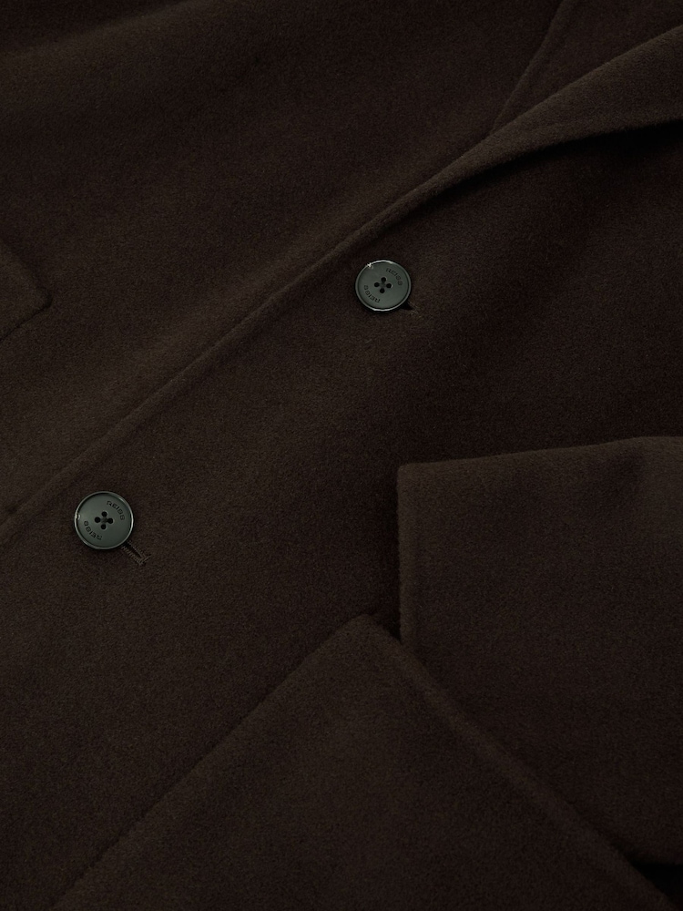 Reiss Dark Brown Eclipse Wool-Blend Blindseam Relaxed-Fit Coat - Image 8 of 8 Reiss Dark Brown Eclipse Wool-Blend Blindseam Relaxed-Fit Coat - Image 8 of 8