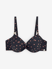 Black/Tan Spot Padded Underwired Top Shape and Tummy Control Bikini Top - Image 2 of 2