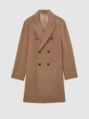 Reiss Camel Brown Dusk Wool-Blend Double-Breasted Epsom Overcoat - Image 2 of 8