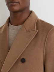 Reiss Camel Brown Dusk Wool-Blend Double-Breasted Epsom Overcoat - Image 7 of 8