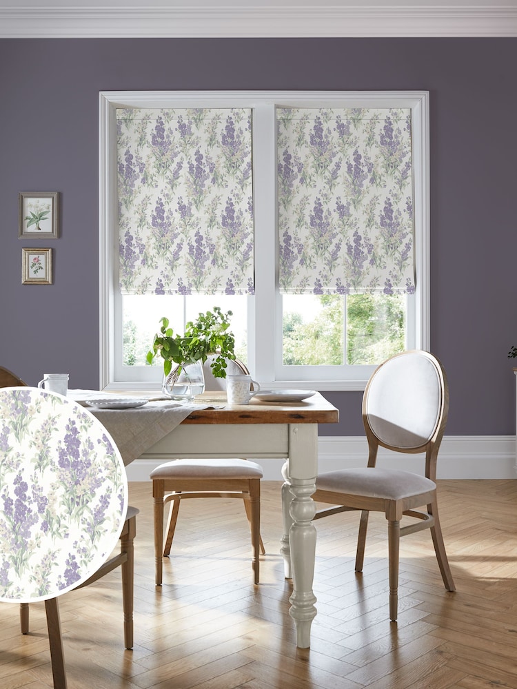Laura Ashley Lavender Stocks Made to Measure Roman 100% Cotton Blinds - Image 1 of 6