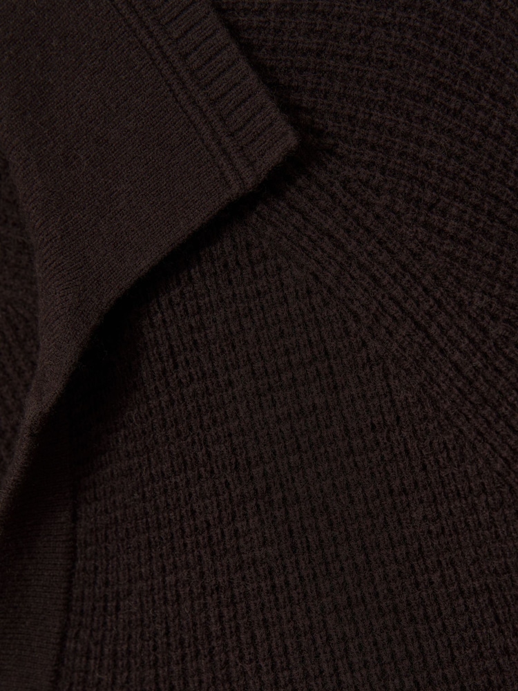 Reiss Chocolate Brown Spence Textured-Knit Open-Collar Jumper with Wool - Image 6 of 6 Reiss Chocolate Brown Spence Textured-Knit Open-Collar Jumper with Wool - Image 6 of 6