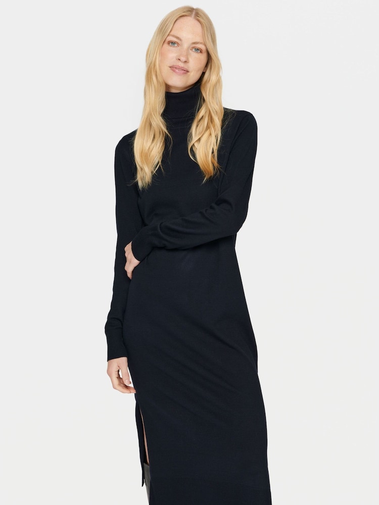 Saint Tropez Blue Mila Rollneck Knitted Midi Dress - Image 1 of 5 Saint Tropez Blue Mila Rollneck Knitted Midi Dress - Image 1 of 5