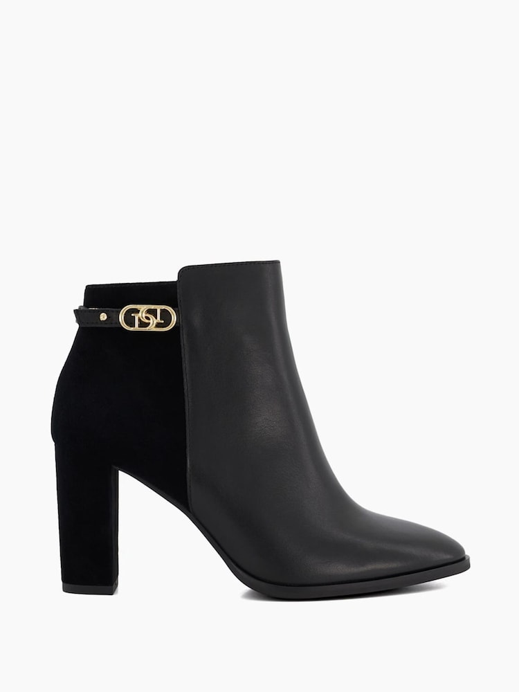 Dune London Black Almond Toe Olia Buckle Low Boots - Image 1 of 5