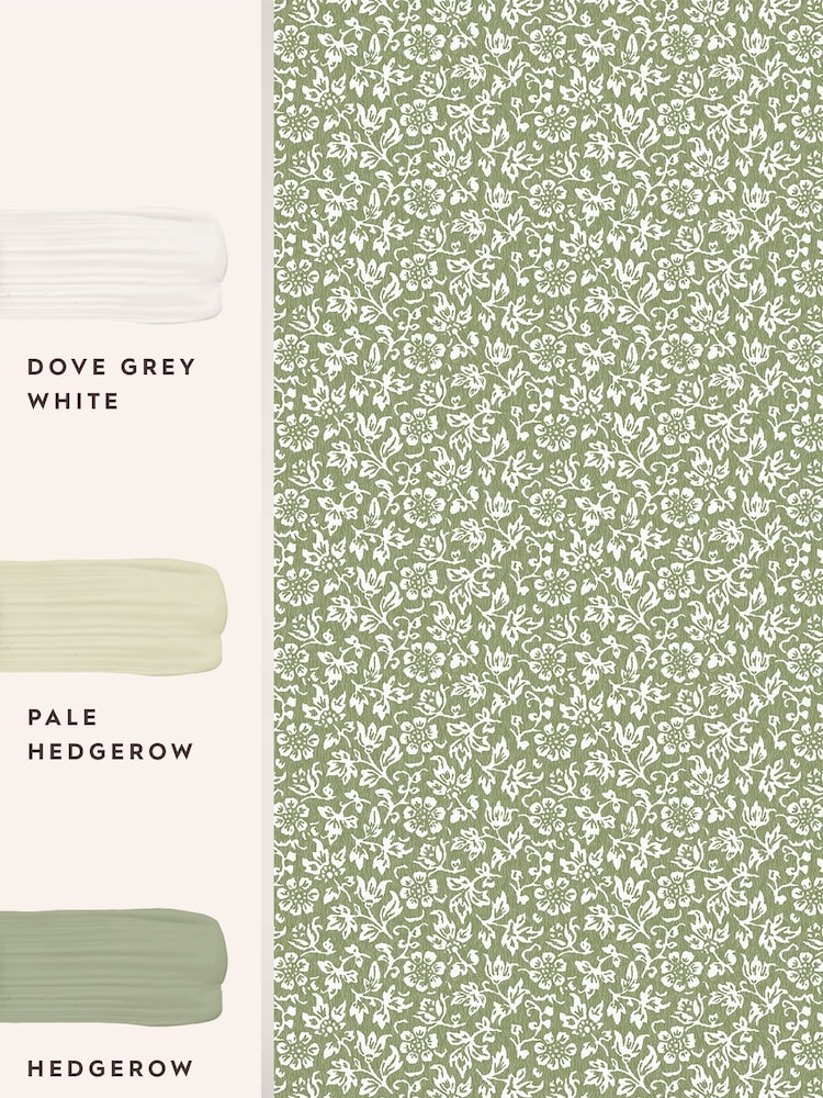Laura Ashley Moss Green Sweet Alyssum 10M Wallpaper - Image 4 of 4
